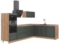 Vicco Winkelk&uuml;che Fame-Line, Gr&uuml;n-Gold Landhaus/Goldkraft Eiche, 287 x 207...
