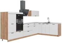 Vicco Winkelk&uuml;che Fame-Line, Wei&szlig; Landhaus/Goldkraft Eiche, 347 x 207 cm, AP...