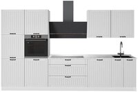 Vicco K&uuml;chenzeile Fame-Line, Wei&szlig; Landhaus/Wei&szlig;, 340 cm, AP Marmor