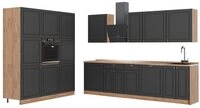 Vicco K&uuml;chenzeile Fame-Line, Anthrazit-Gold Landhaus/Goldkraft Eiche, 460 cm,...
