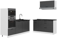 Vicco K&uuml;chenzeile Fame-Line, Dunkelgrau/Wei&szlig;, 340 cm, AP Anthrazit