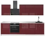 Vicco K&uuml;chenzeile Fame-Line, Bordeaux Hochglanz/Wei&szlig;, 280 cm ohne...
