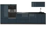 Vicco K&uuml;chenzeile Fame-Line, Dunkelblau Hochglanz/Anthrazit, 340 cm, AP...