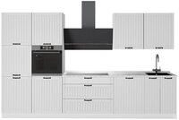 Vicco K&uuml;chenzeile Fame-Line, Wei&szlig; Landhaus/Wei&szlig;, 340 cm ohne Arbeitsplatte