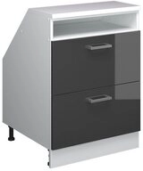Vicco Kommode Rion, Anthrazit Hochglanz/Wei&szlig;, 60 x 81.6 cm mit 2 Schubladen,...
