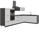 Vicco Winkelk&uuml;che Fame-Line, Wei&szlig; Landhaus/Anthrazit, 347 x 207 cm ohne