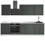 Vicco K&uuml;chenzeile Fame-Line, Gr&uuml;n-Gold Landhaus/Wei&szlig;, 280 cm, AP Marmor