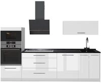Vicco K&uuml;chenzeile Fame-Line, Wei&szlig; Hochglanz/Wei&szlig;, 280 cm, AP Anthrazit