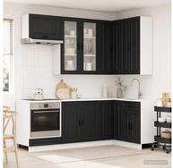 vidaXL H&auml;ngeschrank vidaXL K&uuml;cheneinheit PORTO 8 stk. Schwarz Holzwerkstoff