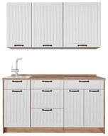 Vicco K&uuml;chenzeile Fame-Line, Wei&szlig; Landhaus/Goldkraft Eiche, 150 cm, AP Eiche