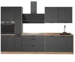 Vicco K&uuml;chenzeile Fame-Line, Dunkelgrau/Goldkraft Eiche, 310 cm ohne...