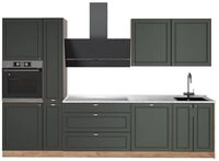 Vicco K&uuml;chenzeile Fame-Line, Gr&uuml;n-Gold Landhaus/Goldkraft Eiche, 310 cm, AP...