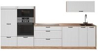 Vicco K&uuml;chenzeile Fame-Line, Wei&szlig; Landhaus/Goldkraft Eiche, 340 cm ohne