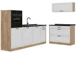 Vicco K&uuml;chenzeile R-Line, Wei&szlig; Landhaus/Goldkraft Eiche, 220 cm ohne...