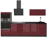 Vicco K&uuml;chenzeile Fame-Line, Bordeaux Hochglanz/Anthrazit, 280 cm ohne...