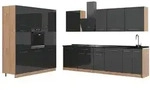 Vicco K&uuml;chenzeile Fame-Line, Anthrazit Hochglanz/Goldkraft Eiche, 460 cm, AP