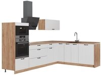 Vicco Winkelk&uuml;che Fame-Line, Wei&szlig; Landhaus/Goldkraft Eiche, 287 x 207 cm, AP...