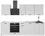Vicco K&uuml;chenzeile Fame-Line, Wei&szlig; Landhaus/Wei&szlig;, 280 cm, AP Marmor
