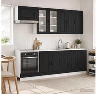 vidaXL H&auml;ngeschrank vidaXL K&uuml;cheneinheit PORTO 8 stk. Schwarz Holzwerkstoff