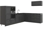 Vicco Winkelk&uuml;che Fame-Line, Anthrazit-Gold Landhaus/Anthrazit, 327 x 227 cm...