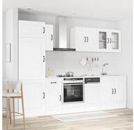 vidaXL H&auml;ngeschrank vidaXL 8-tlg. K&uuml;chenschrank-Set Kalmar Wei&szlig; Holzwerkstoff