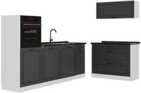 Vicco K&uuml;chenzeile R-Line, Anthrazit Landhaus/Wei&szlig;, 220 cm Arbeitsplatte...