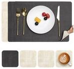 LuxusKollektion Platzset Platzdeckchen Abwaschbar Kunstleder Rutschfest Grau