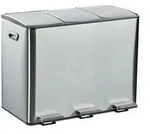 relaxdays M&uuml;lltrennsystem M&uuml;lleimer 3 F&auml;cher 15 Liter, silber