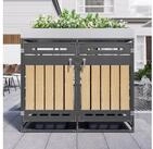 OKWISH M&uuml;lltonnenbox mit Pflanzkasten & vertikaler Holzmaserung (Set, 2 St.,