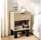 HOMCOM Nachttisch Nachttisch, Nachtschrank mit Schublade, offenes Fach, Eiche