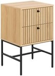 ACTONA GROUP Nachttisch Albany, Eiche-Optik, Lamellenfront, 2 Schubladen, B:...