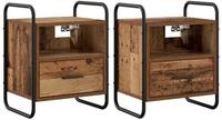 vidaXL Nachttisch 40 x 30 x 50 cm H&auml;ngender Nachttisch 2 stk Altholz 40x30x50...