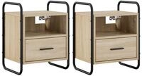 vidaXL Nachttisch 40 x 30 x 50 cm H&auml;ngender Nachttisch 2 stk Sonoma-Eiche...