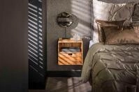 KAWOLA Nachttisch FATY (Set, 2-St), h&auml;ngend Akazie massiv natur 1 Schublade