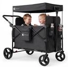 SUNULA Bollerwagen Kinder Bollerwagen f&uuml;r 2 Kinder mit Dach, Schiebe- und Zieh