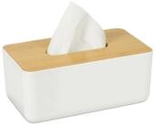 relaxdays Papiertuchbox Kosmetikt&uuml;cher Box mit Holz-Deckel (1 St), wei&szlig;