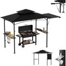 LuxusKollektion Grillpavillon Grillpavillon mit Seitenmarkise Doppeldach Schwarz