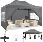 LuxusKollektion Faltpavillon Faltpavillon 3x4.5 Grau 4 Seitenteile
