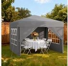 LuxusKollektion Faltpavillon Faltpavillon 2.5x2.5 Silbergrau mit Seitenw&auml;nden
