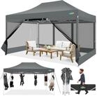 LuxusKollektion Faltpavillon Faltpavillon 3x4.5m Grau Mesh-Seitenw&auml;nde