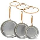 LuxusKollektion Pfannen-Set Pfannenset 3tlg Edelstahl Retro Kupfergriff
