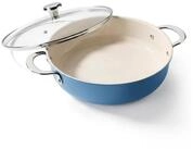 LuxusKollektion Schmorpfanne Schmorpfanne 28cm Blau mit Deckel Induktion