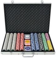 vidaXL Spiel Poker Set mit 1.000 Laserchips Aluminium, Pokerkoffer 1000 Laser