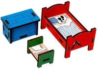 Pippi Langstrumpf Puppenhausm&ouml;bel Schlafzimmer M&auml;dchen (3tlg)