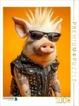 CALVENDO Puzzle CALVENDO Puzzle Cool punk pig with a mohawk, tattoos, and a...