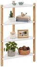 relaxdays Eckregal Bambus und MDF, 1-tlg., Natur-Wei&szlig;, 4 Ablagen