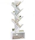 relaxdays B&uuml;cherregal 6 Ebenen Baum-Design, 1-tlg., wei&szlig;
