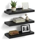 relaxdays Wandregal im 3er Set, 3-tlg., schwarz, 50 cm