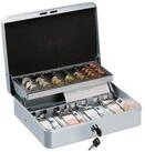 relaxdays Geldkassette mit Euro M&uuml;nzz&auml;hlbrett (3 St), silber