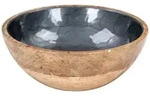 Levandeo&reg; Dekoschale, Sch&uuml;ssel 21cm Mango Holz Grau Perlmutt Emaille Schale...